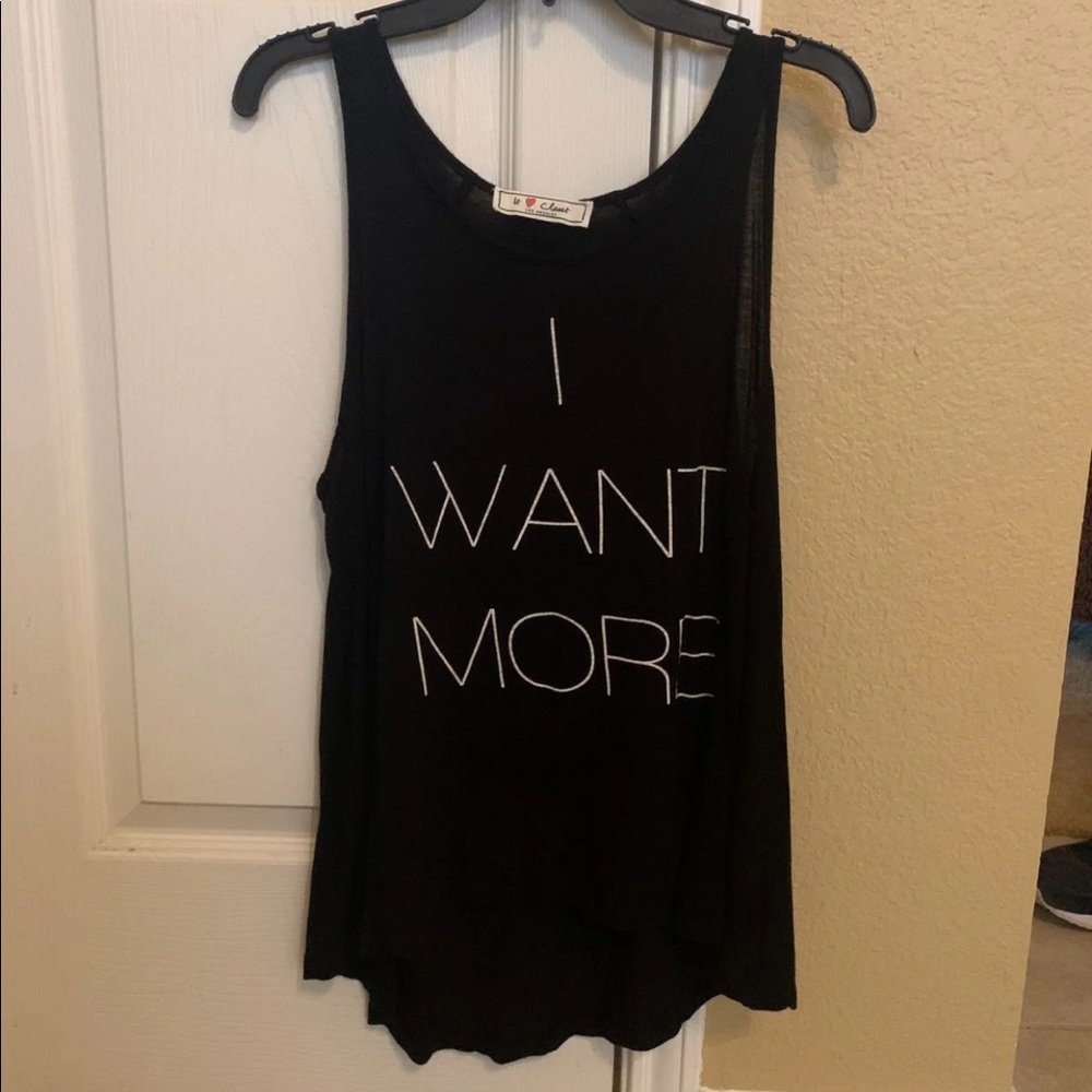 Juniors Black “I Want More” Tank Size Medium